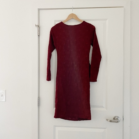 NWT Pinkblush Maternity Ruched Lace Dress Burgundy - Picture 5 of 10